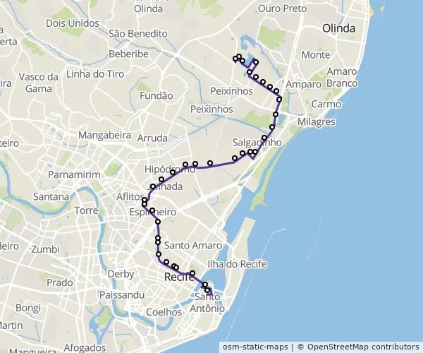 Mapa do itinerário da linha