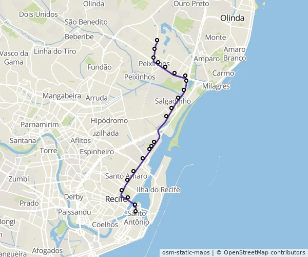 Mapa do itinerário da linha