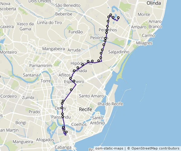 Mapa do itinerário da linha