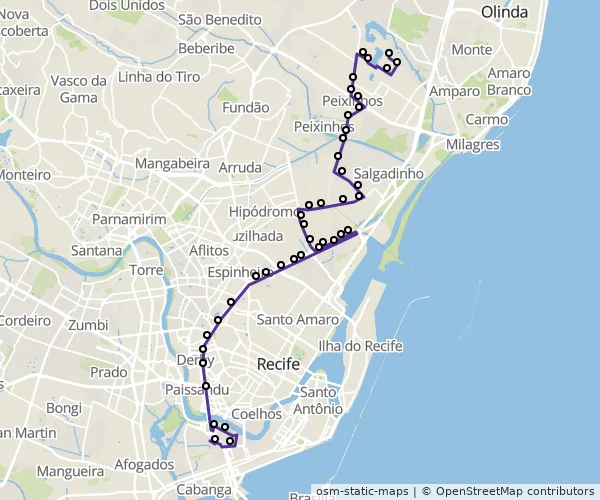 Mapa do itinerário da linha
