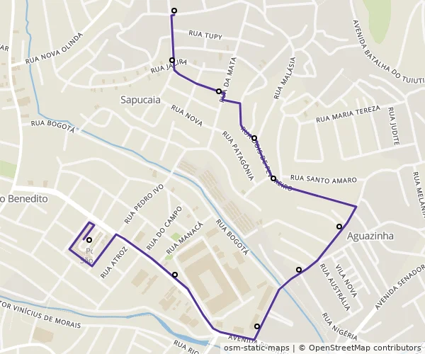Mapa do itinerário da linha