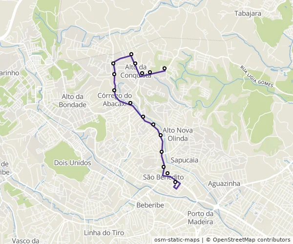 Mapa do itinerário da linha
