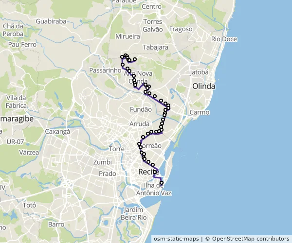 Mapa do itinerário da linha