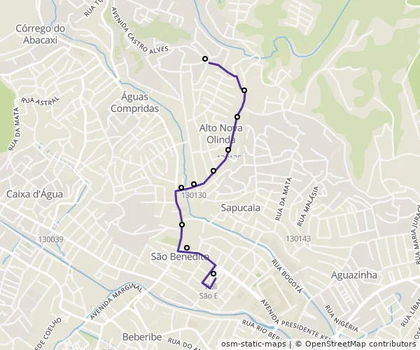 Mapa do itinerário da linha