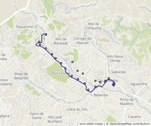 Mapa do itinerário da linha