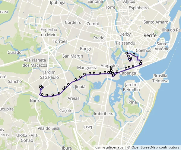 Mapa do itinerário da linha