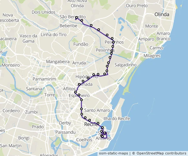 Mapa do itinerário da linha