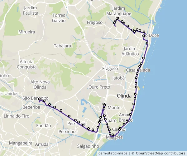 Mapa do itinerário da linha