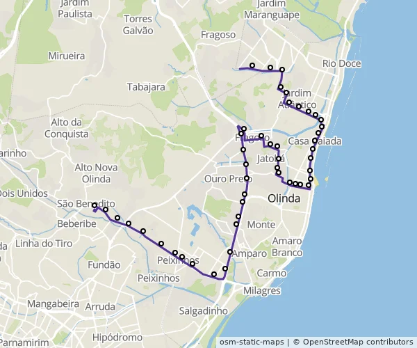 Mapa do itinerário da linha