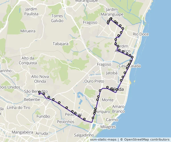 Mapa do itinerário da linha