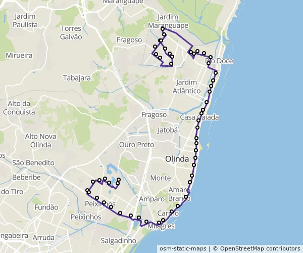 Mapa do itinerário da linha