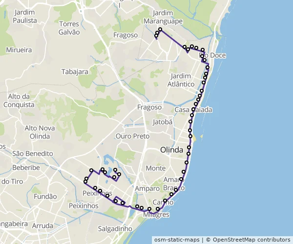 Mapa do itinerário da linha