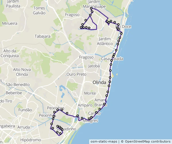 Mapa do itinerário da linha