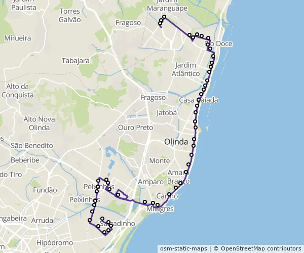Mapa do itinerário da linha