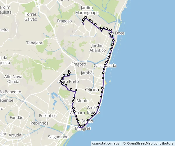 Mapa do itinerário da linha