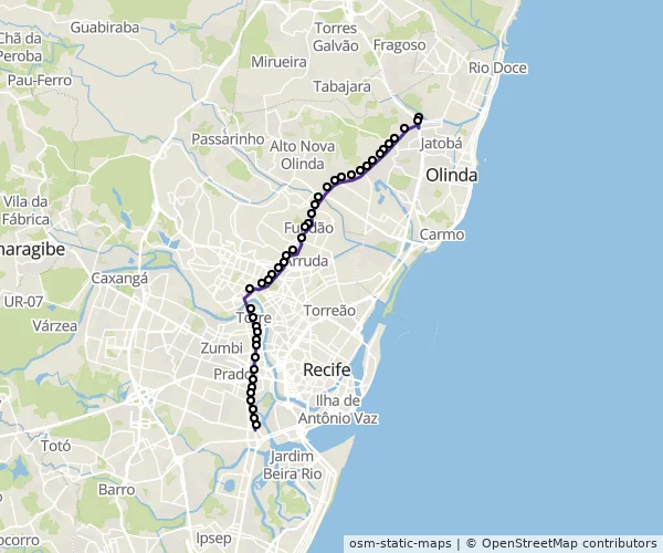 Mapa do itinerário da linha