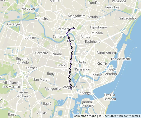 Mapa do itinerário da linha