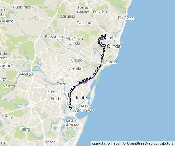 Mapa do itinerário da linha
