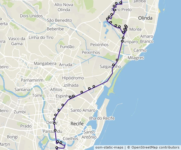 Mapa do itinerário da linha