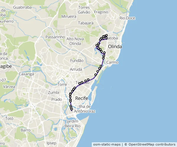 Mapa do itinerário da linha