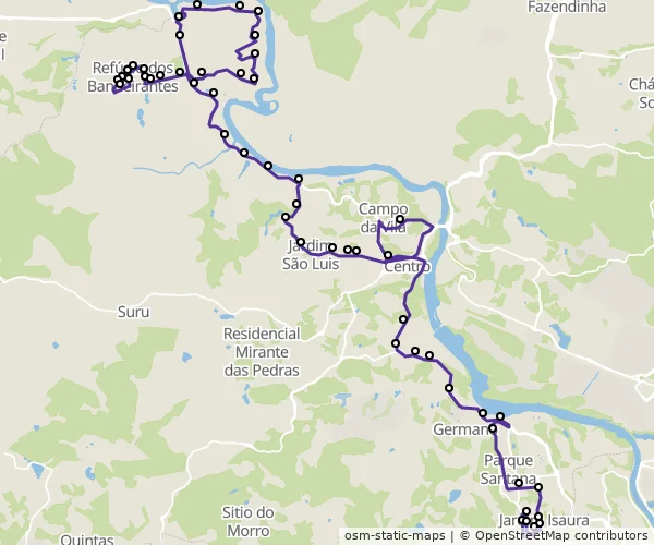 Mapa do itinerário da linha