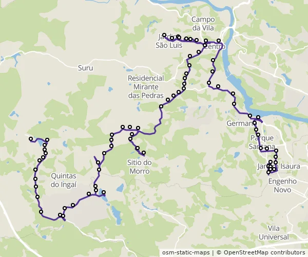 Mapa do itinerário da linha