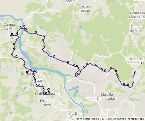 Mapa do itinerário da linha