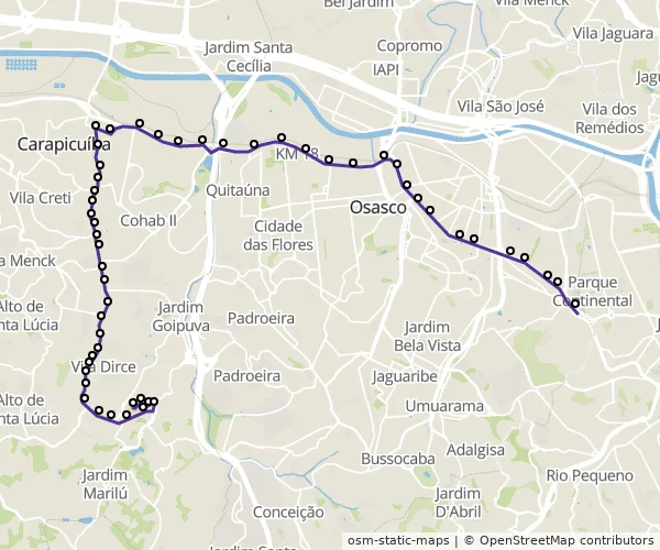 Mapa do itinerário da linha