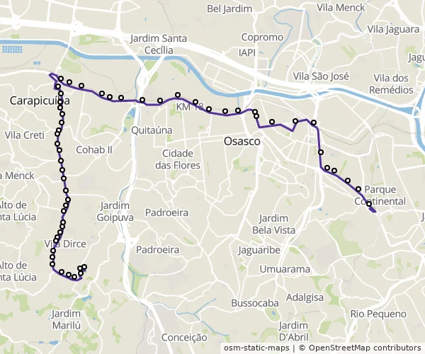 Mapa do itinerário da linha