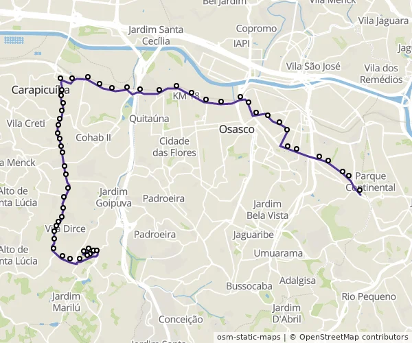 Mapa do itinerário da linha