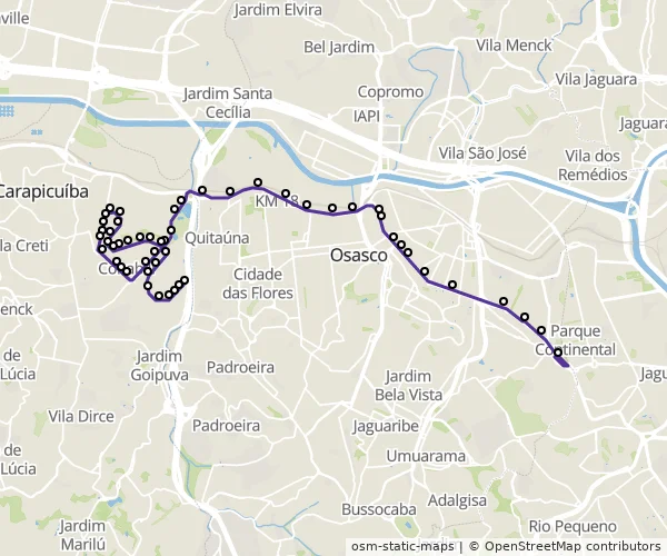 Mapa do itinerário da linha
