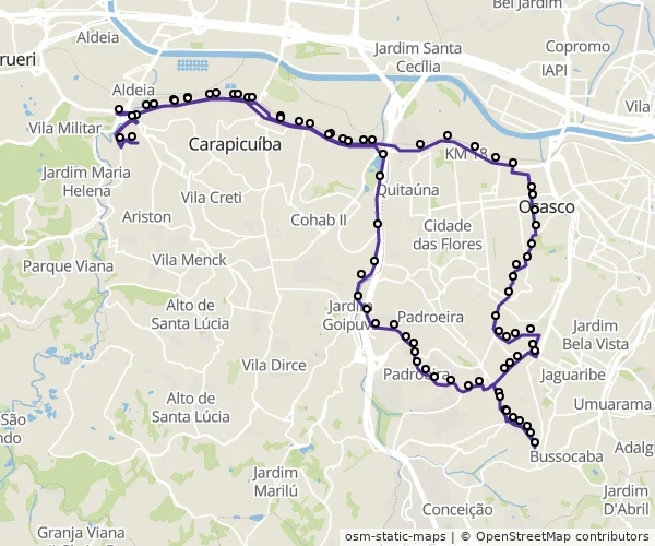 Mapa do itinerário da linha