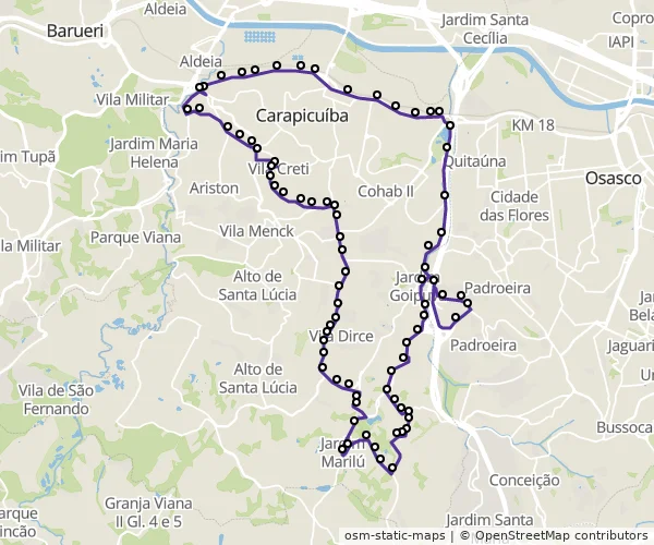 Mapa do itinerário da linha