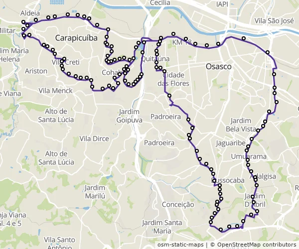Mapa do itinerário da linha