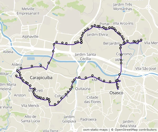 Mapa do itinerário da linha