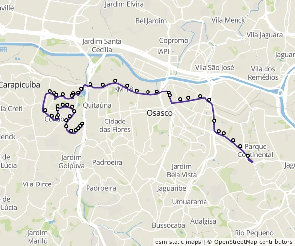 Mapa do itinerário da linha