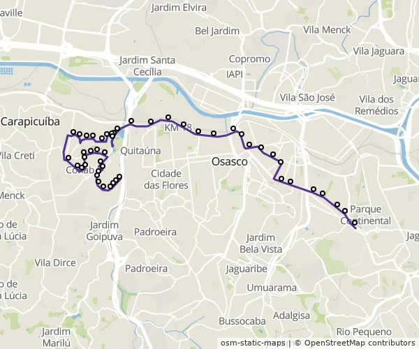 Mapa do itinerário da linha