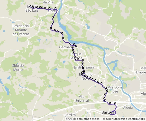 Mapa do itinerário da linha