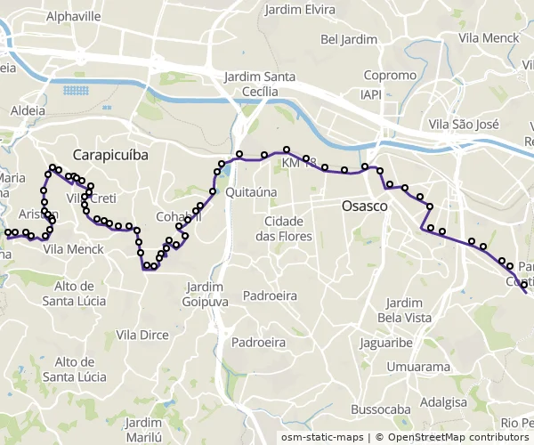 Mapa do itinerário da linha