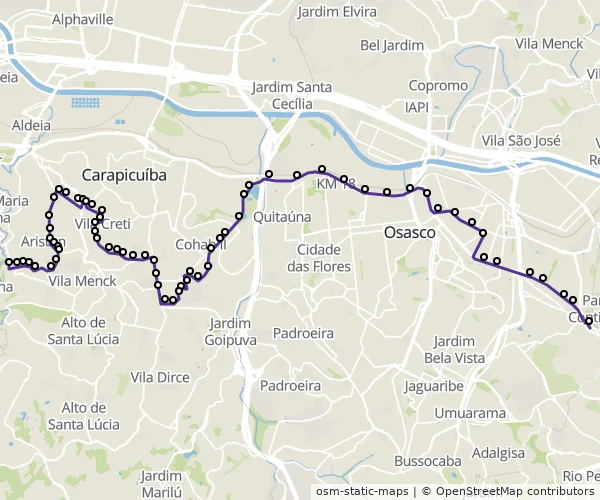 Mapa do itinerário da linha
