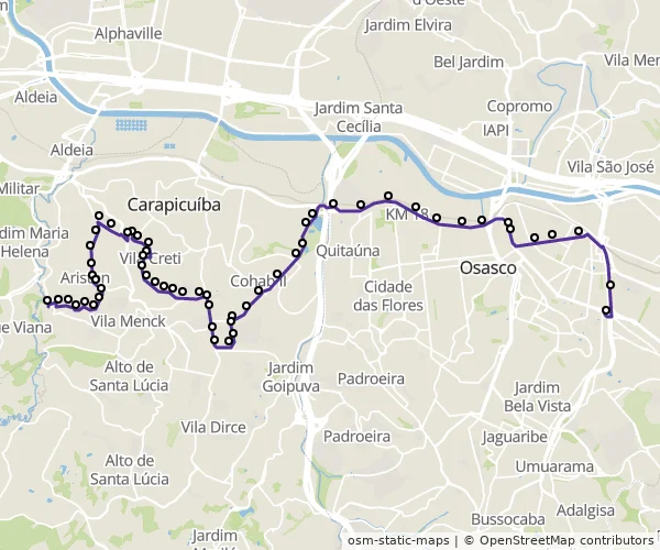 Mapa do itinerário da linha