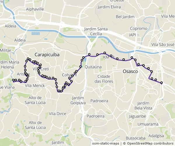 Mapa do itinerário da linha
