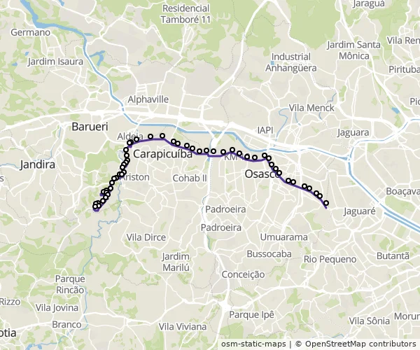 Mapa do itinerário da linha