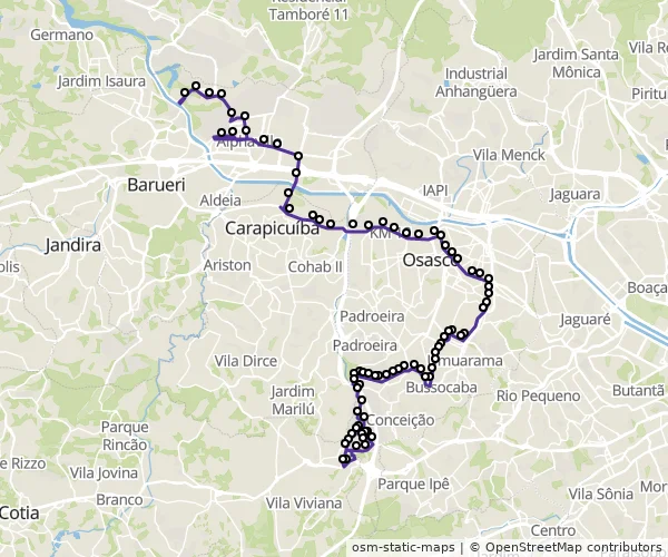 Mapa do itinerário da linha
