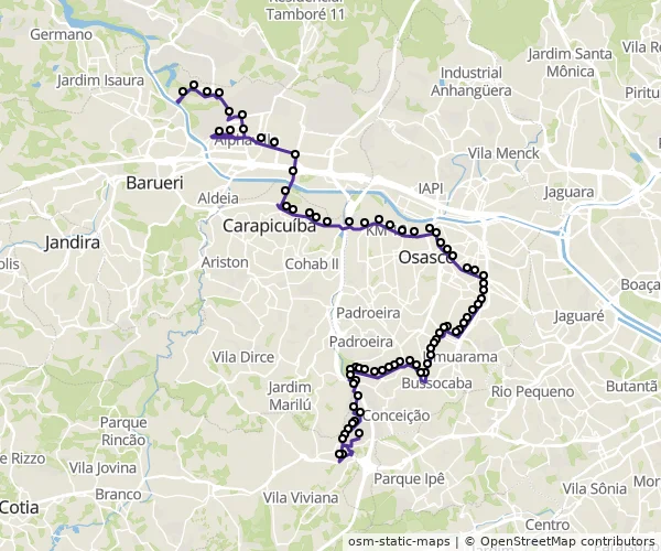 Mapa do itinerário da linha