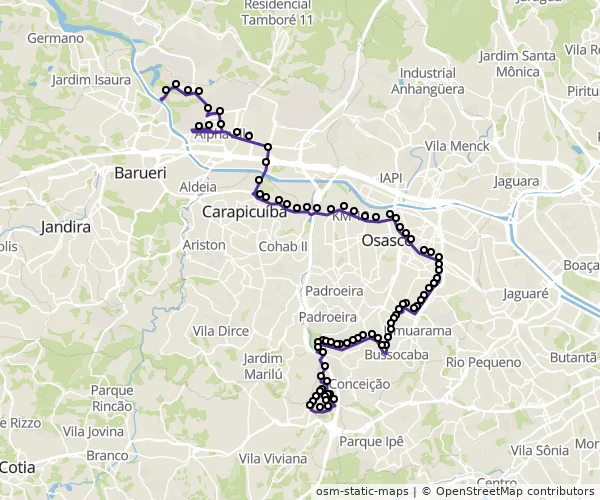 Mapa do itinerário da linha