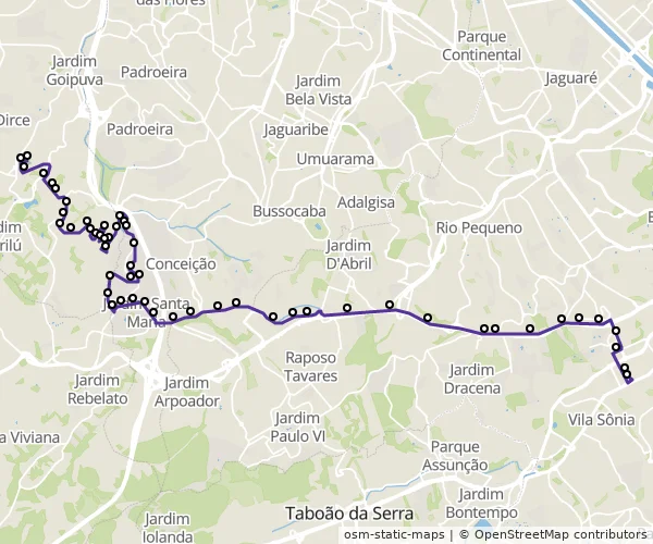 Mapa do itinerário da linha