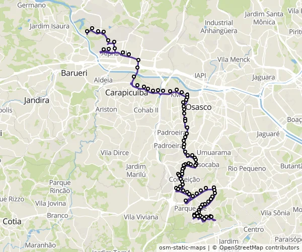 Mapa do itinerário da linha
