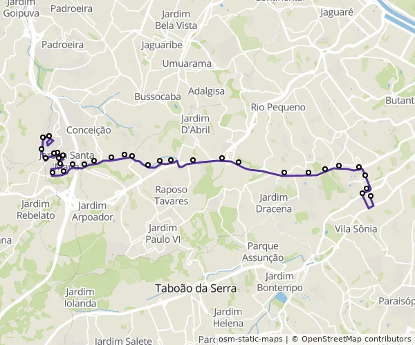 Mapa do itinerário da linha