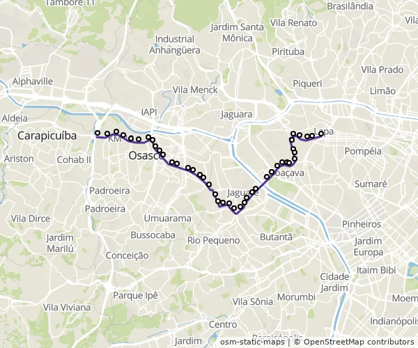 Mapa do itinerário da linha